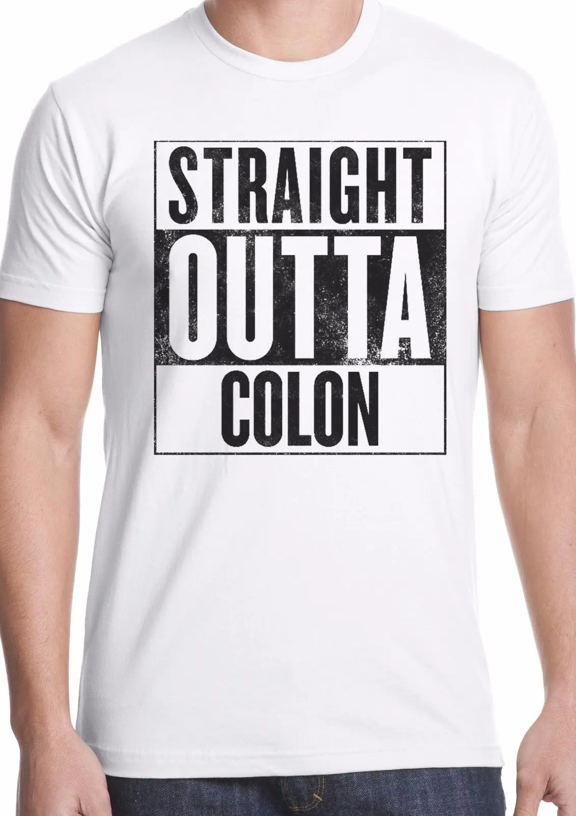 Straight outta colon T-shirt ibd ostomy bowel stoma crohns colitis awareness | Мужская одежда