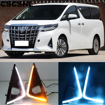 

CSCSNL 1Pair LED Daytime Running Light For Toyota Alphard 2018 2019 Yellow Turn Signal Relay Waterproof 12V DRL Fog Lamp