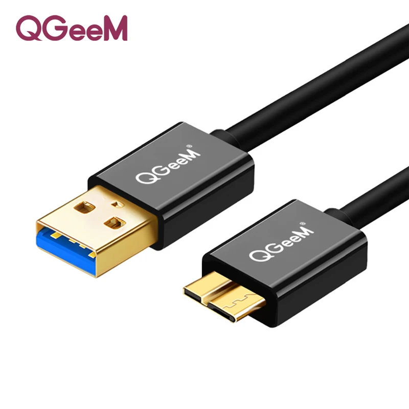ABS Black QGEEM Micro USB 3,0 кабель типа А к Micro B кабель для внешнего жесткого диска HDD samsung S5 Note3 USB HDD кабель для передачи данных - Цвет: ABS Black