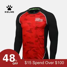 KELME, хорошее качество, мужские облегающие футболки для бега с длинным рукавом, эластичные футболки для тренировок, футбола, фитнеса, спортзала, спортивная одежда KMC160021
