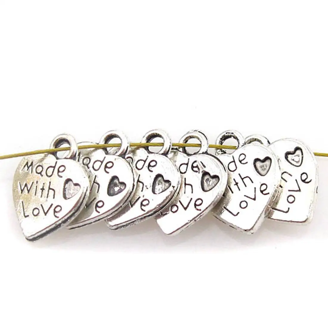 Phenovo 50x Alloy Vintage Tibetan silver color Heart Charms Pendants for necklaces bracelets earrings DIY Crafts Jewelry Finding