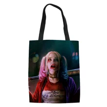 THIKIN дамские хозяйственные сумки с принтом отряда самоубийц, Холщовая Сумка-тоут, женские повседневные сумочки, сумка для девочек на заказ, обратный клоун