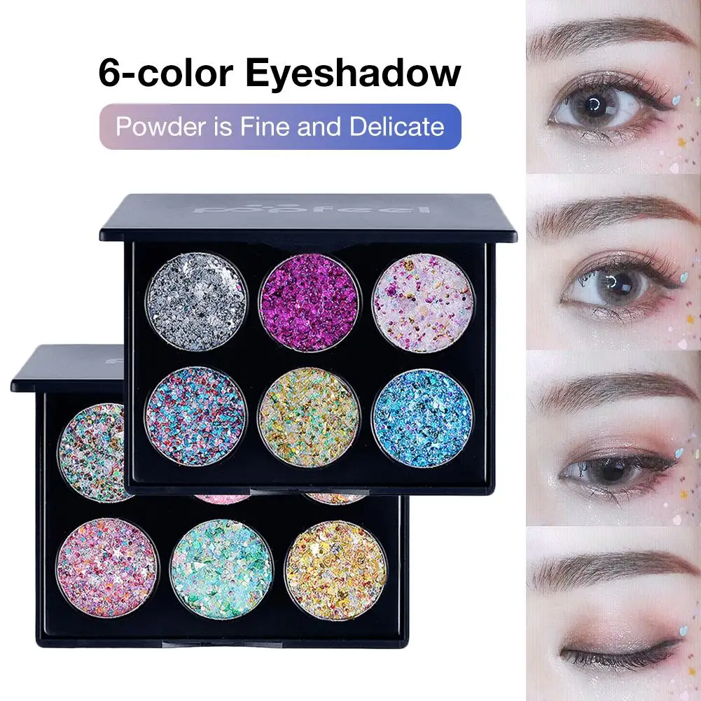 6 цветов Коричневый Оранжевый матовый перламутровый блеск блестки тени для век