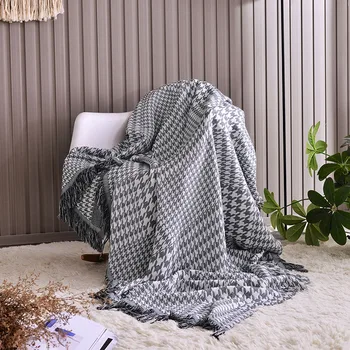 Fashion Modern Blanket Bamboo Fiber Tassel Soft Comfortable Blanket High Quality Geometric Line Sofa Bed Throw Blanket Cover chic quality comfortable drawstring style knitted mermaid design throw blanket