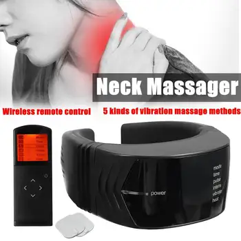 

Electric Neck Massager & Pulse Back Power wireless Control Far Infrared Heating Pain Relief Tool Health Care Relaxation Machine
