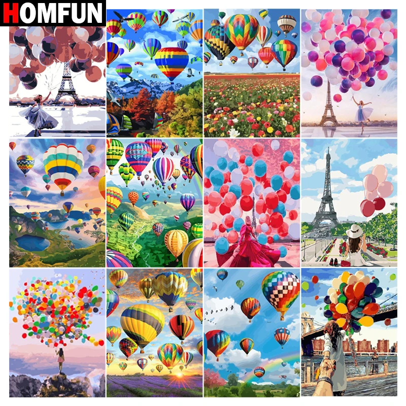 HOMFUN Diy 5d Diamond Painting &quothot air balloon tower &quot Cross Stitch Square Round Embroidery Handwork Rhinestone Art | Дом и сад