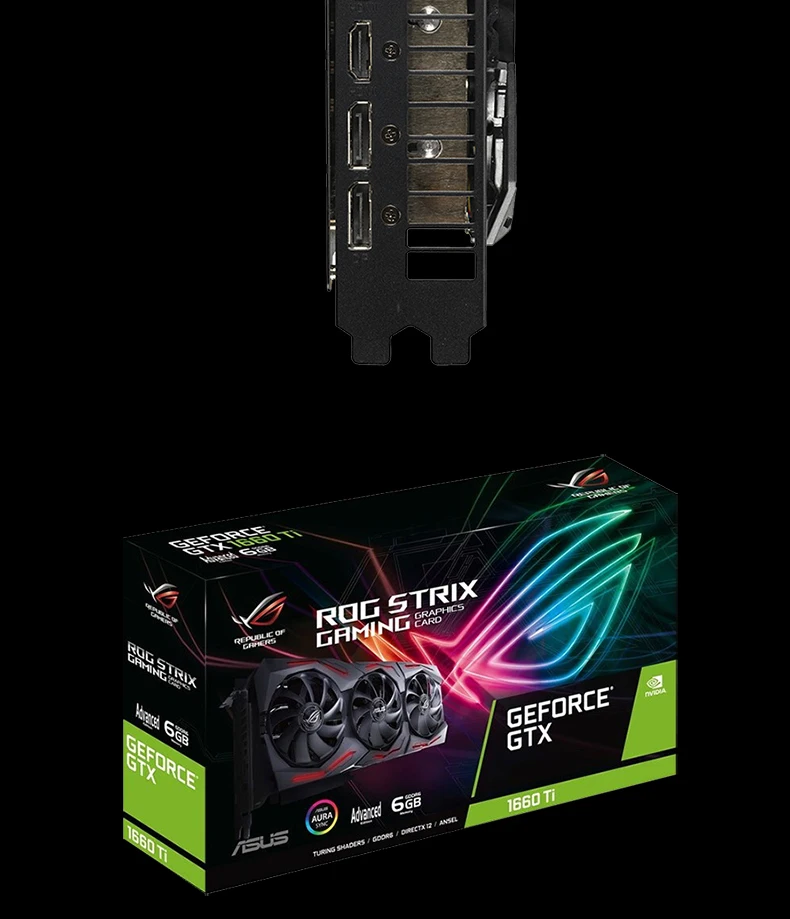 Asus ROG-STRIX-GTX1660TI-A6G-GAMING 6G Дискретная графическая компьютерная игровая видеокарта GTX1660Ti 6G DDR6