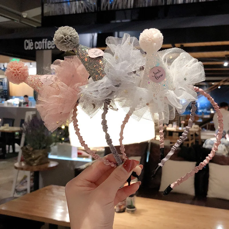 

6Pcs/Lot New Cute Princess Pink Hair band Girls Flower Crown Hair Hoop Children Fashion Headband Wholesale Hair Accessories