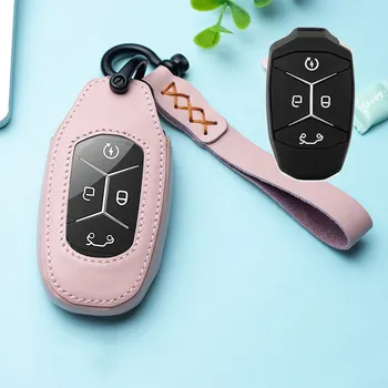 

Car Keychain Covers Protection Key Cover Accessories for Car Key Case Shell for LYNKCO 01 02 03 For Geely 4 Buttons