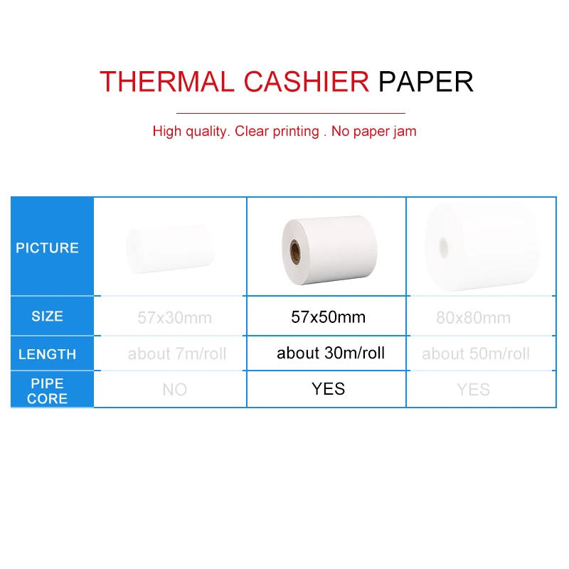 Thermal paper 57x50 mm POS printer 4 rolls mobile bluetooth Cash register paper Rolling papers pos hospitality