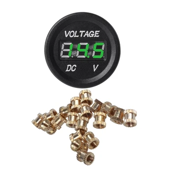 

SHGO HOT-Voltmeter 12-24V Round Green LED Display Digital Panel with M3X5mmx5mm Female Threaded Brass Knurled Embedded Nuts 20Pc