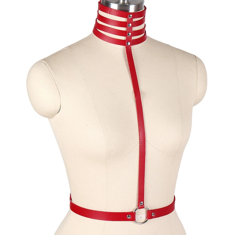 Leather Body Harness Cage Bra Lingerie Fetish Women Sexy Punk Goth Bondage Crop Tops Harness Bra Strappy Adjust Plus Size Garter