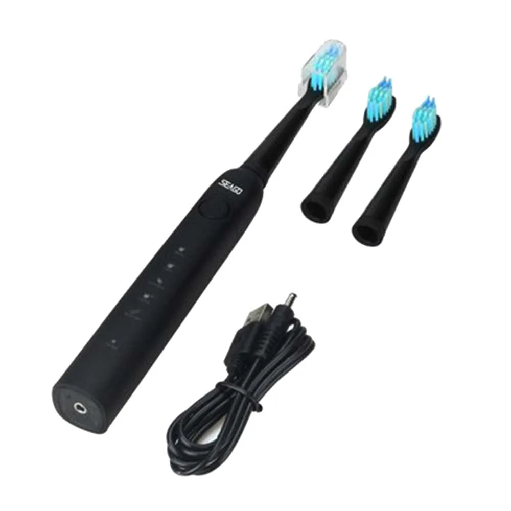 Электрическая зубная щетка SEAGO, звуковая волна, перезаряжаемая, высокое качество, смарт-чип, заряжаемая через USB, головка зубной щетки, умная зубная щетка с таймером