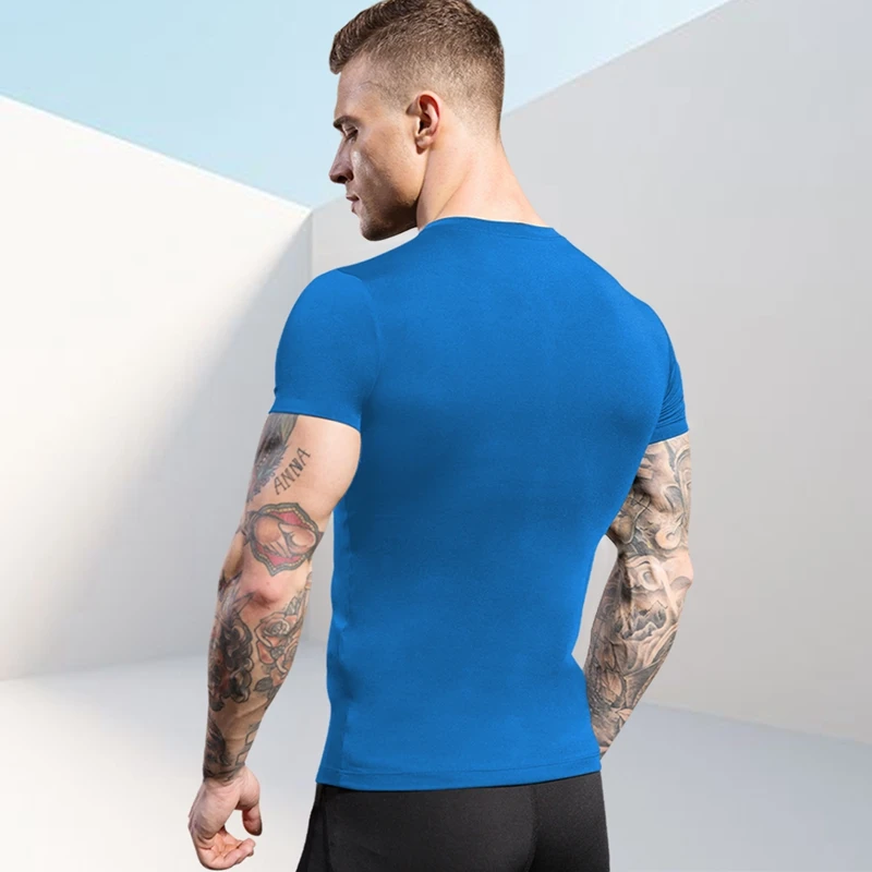 Men's PRO Fitness Running Tights T-shirt Hot Selling Stretch Quick-drying Short-sleeved Shirt