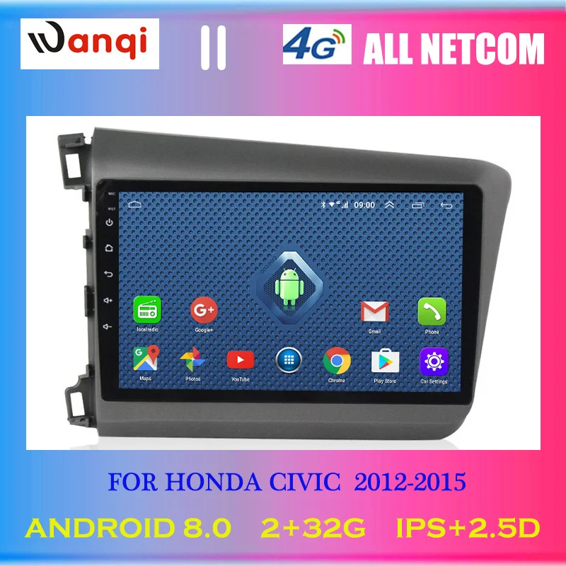 

4G Lte All Netcom 9 inch Android 8.0 touch screen car audio dvd player for Honda Civic 2012-2015 GPS navigation