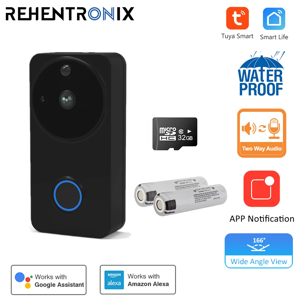 

1080P HD Wireless Battery Powered WiFi Doorbell Tuya Smart Video Doorbell Phone Call Audio Intercom Wireless Door Bell Camera