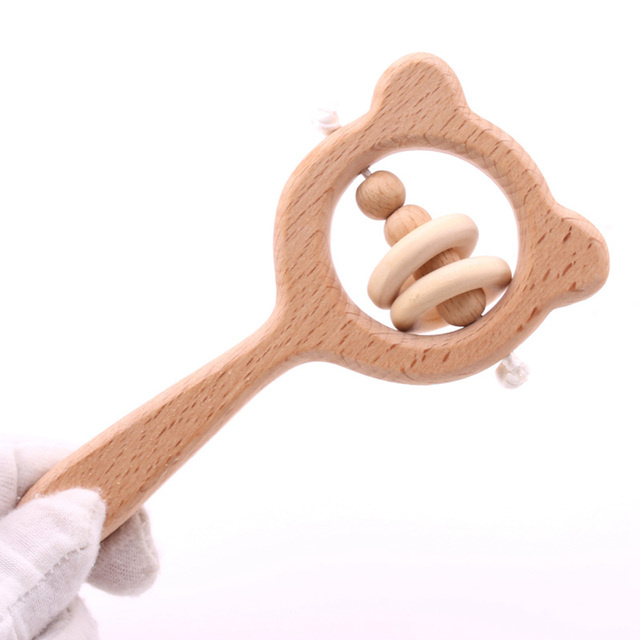 Set Baby Toys Wooden Rattle Infant Baby Teether Musical Baby Rattles Personalized Pacifier Chain Rattles For 0-12 Months Kids