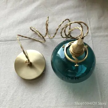 

Japanese Style Retro Brass Glass Pendant Lamp Color Chandelier Creative Bar Bedroom Bedside Hanging Light Fixture Suspendu E27