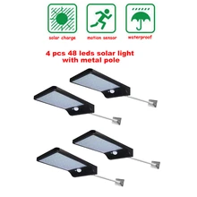 2/4pcs 48 LEDs Solar Lights Outdoor PIR Motion Sensor Activated Separable Light for Garden Security Waterproof Wireless Wall Lam