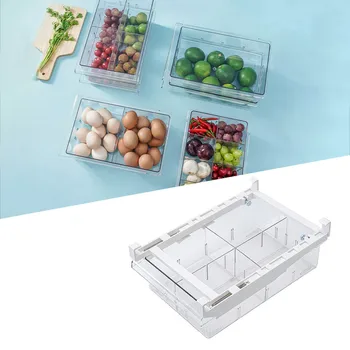 

1/4/8 Refrigerator Drawer Food Organizer Bin Transparent Compartment PET Fridge Storage Bin Food Container For Pantry Freezer