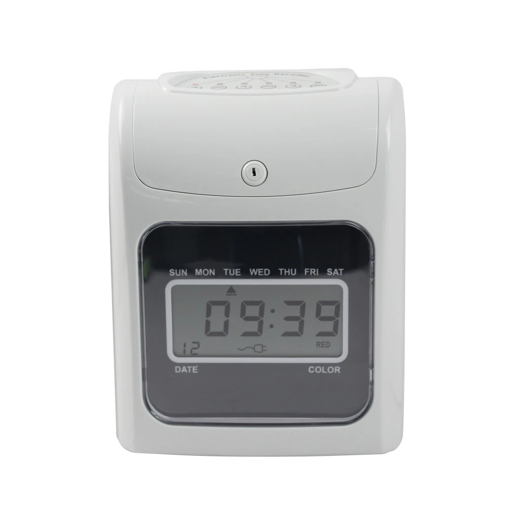 Reloj de tiempo de tarjeta perforadora con batería, grabador de tiempo electrónico de asistencia de personal de oficina para estudiantes