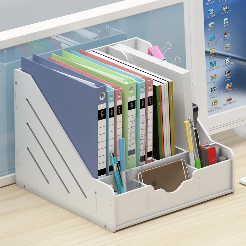 

File Box Information Rack Four Bar Office Supplies Desktop Storage Basket Folder Storage Box Thick Quadruple File Holder