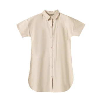 

shirt style dress age for 6-16 yrs teenage girls short sleeve cotton dress 2020 new summer children clothes casual pocket frocks