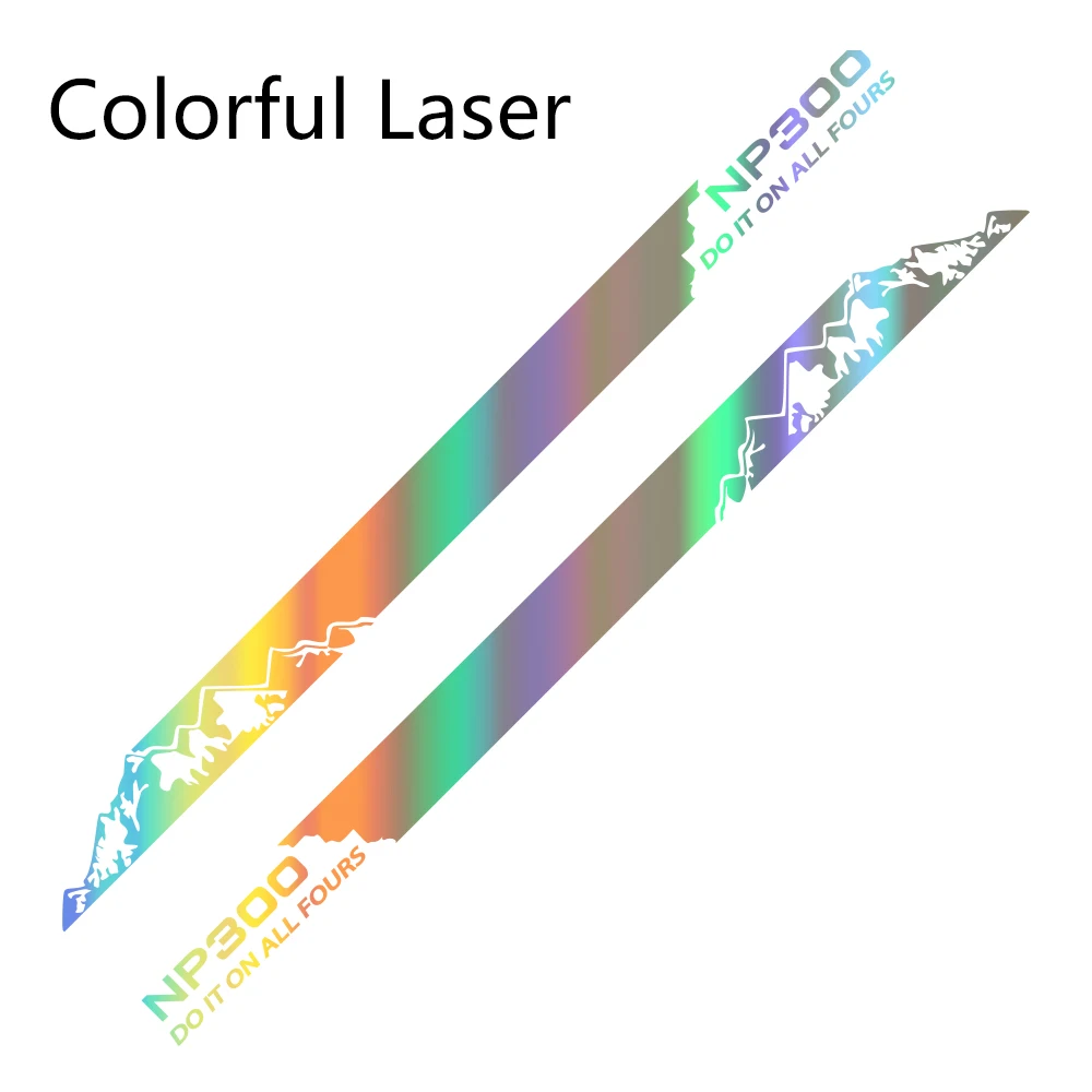 Colorful Laser 2 шт. Авто Боковая дверь виниловая пленка наклейка автомобиля длинные полосы наклейки для Nissan NAVARA NP300 DIY спортивный Стайлинг автомобиля Тюнинг аксессуары - Название цвета: Colorful Laser
