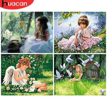 

HUACAN Oil Painting By Numbers Figure Hand Painted On Canvas Home Decoration Pictures By Number Girl DIY Gift Wall Art