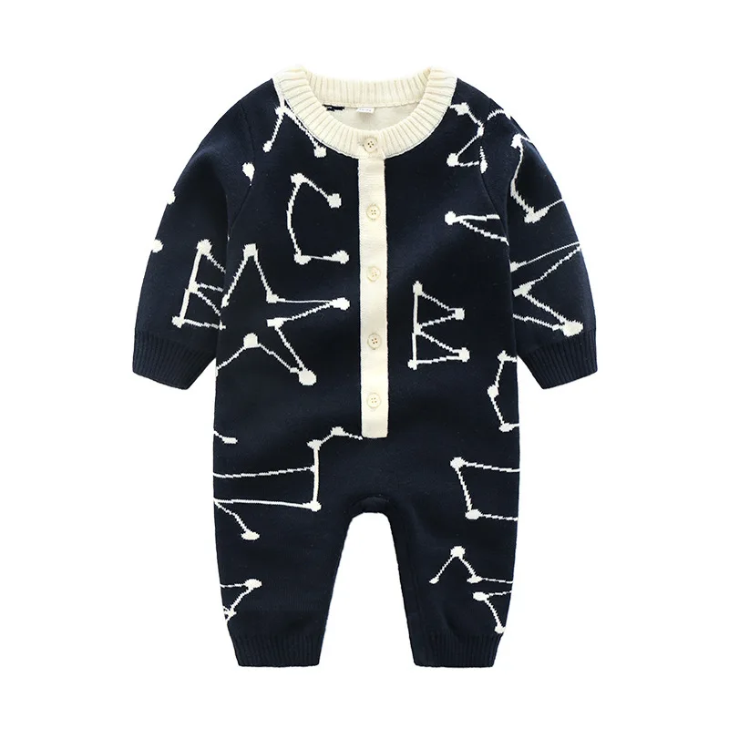 

Infant Jumpsuit Onesie Winter Navy Thicken Cotton Rompers Warm Baby Boys Christmas Clothes Newborn 0-12 Month Clothing