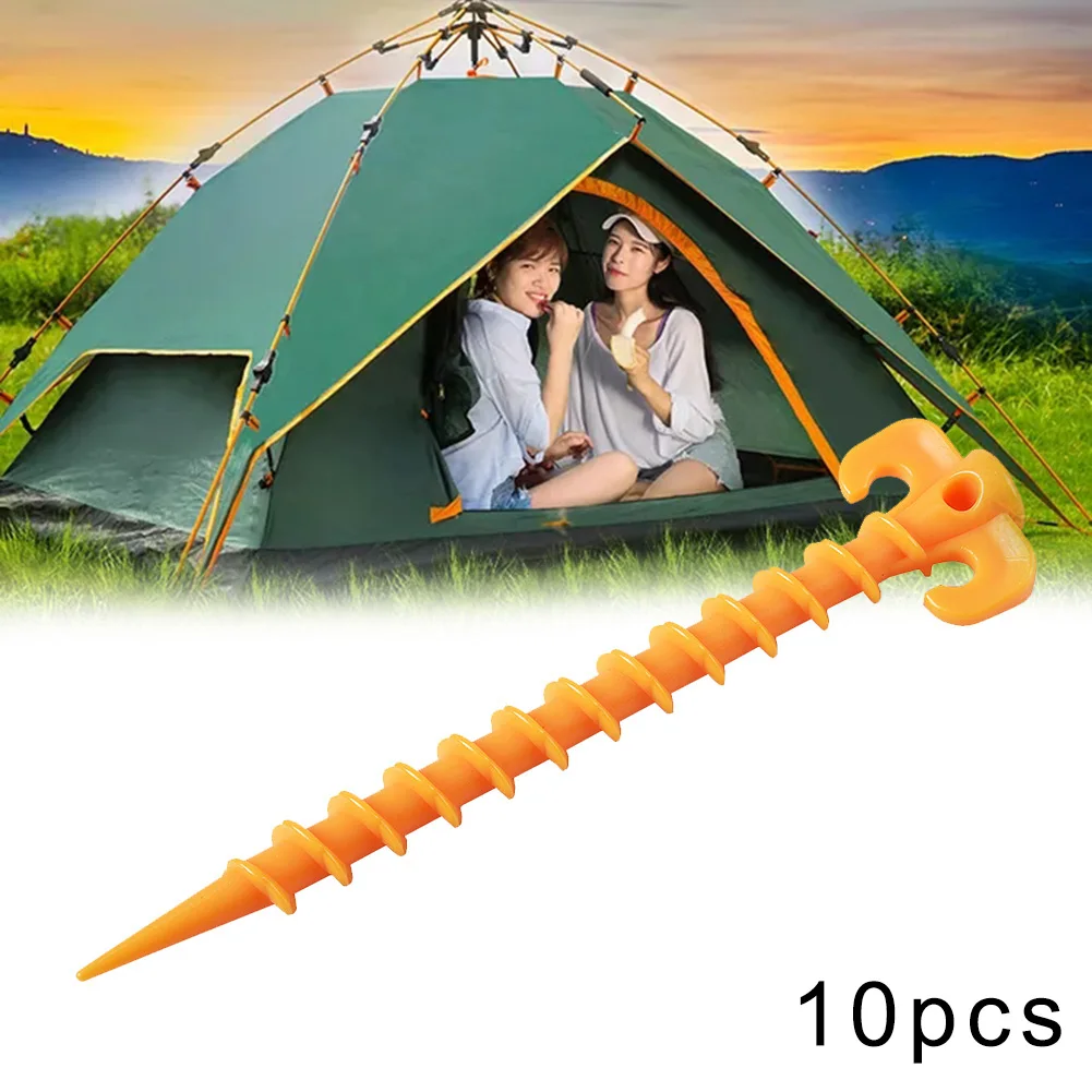 

10PCS Threaded Nail Plastic Nail Tent Canopy Picnic Mat Nail Stability Spiral Screw Tent Stakes Plastic Nail Tent Nails Set 20CM