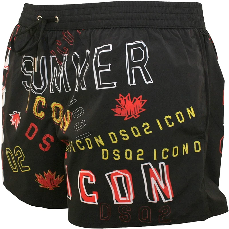 DSQ2 2021 hombres de verano nueva marca de moda 3D de poliéster impreso pantalones de secado rápido casuales Fitness 3-punto playa pantalones cortos