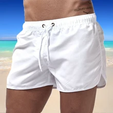 2021 New Men's Summer Swimwear Solid Color Beach Board-shorts Swimsuits Running Sports Casual Breathable Homme Short Pants