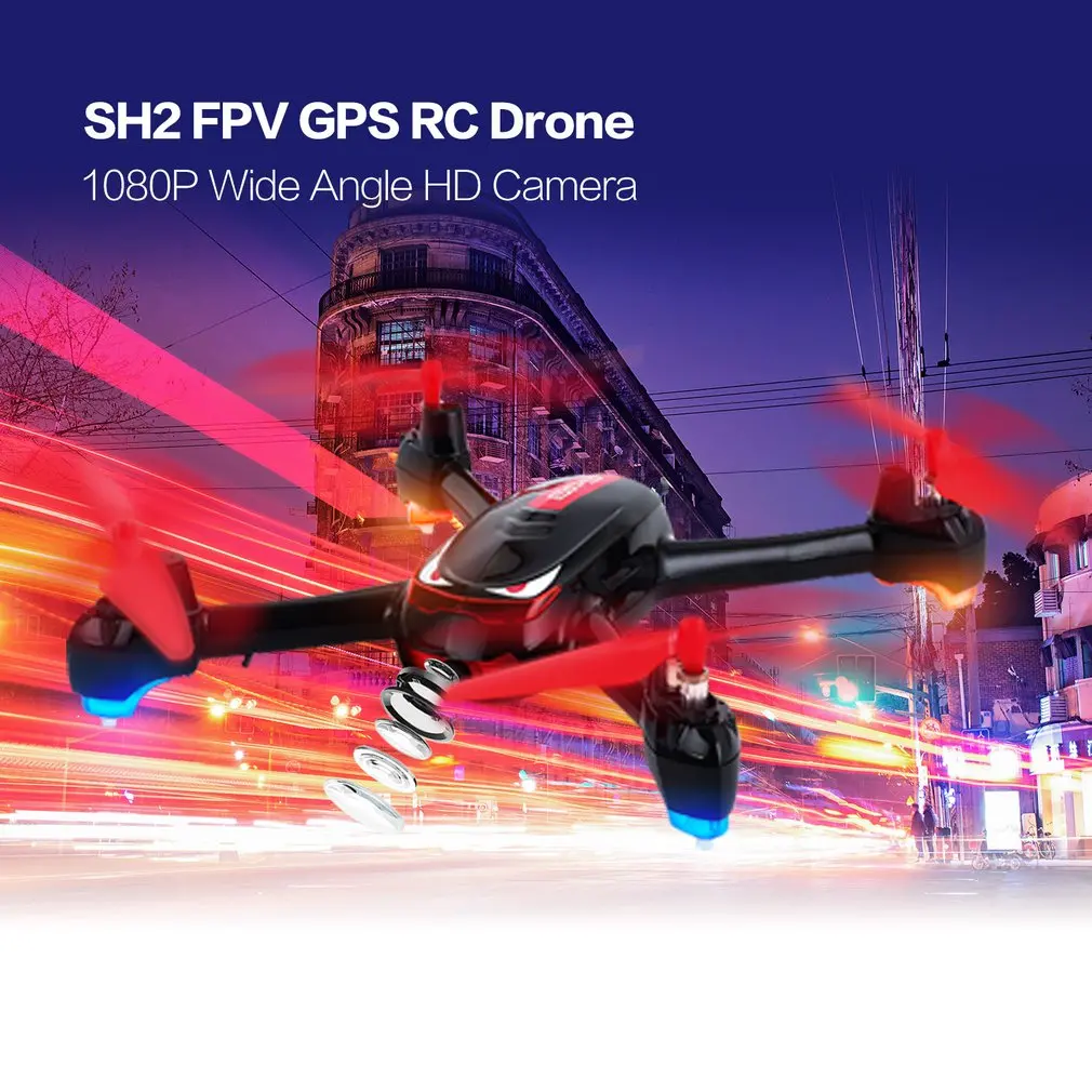 SH2 FPV Смарт селфи дрона с дистанционным управлением квадракоптер uav с gps позиционирования следовать Широкий формат 1080P HD Камера объемный