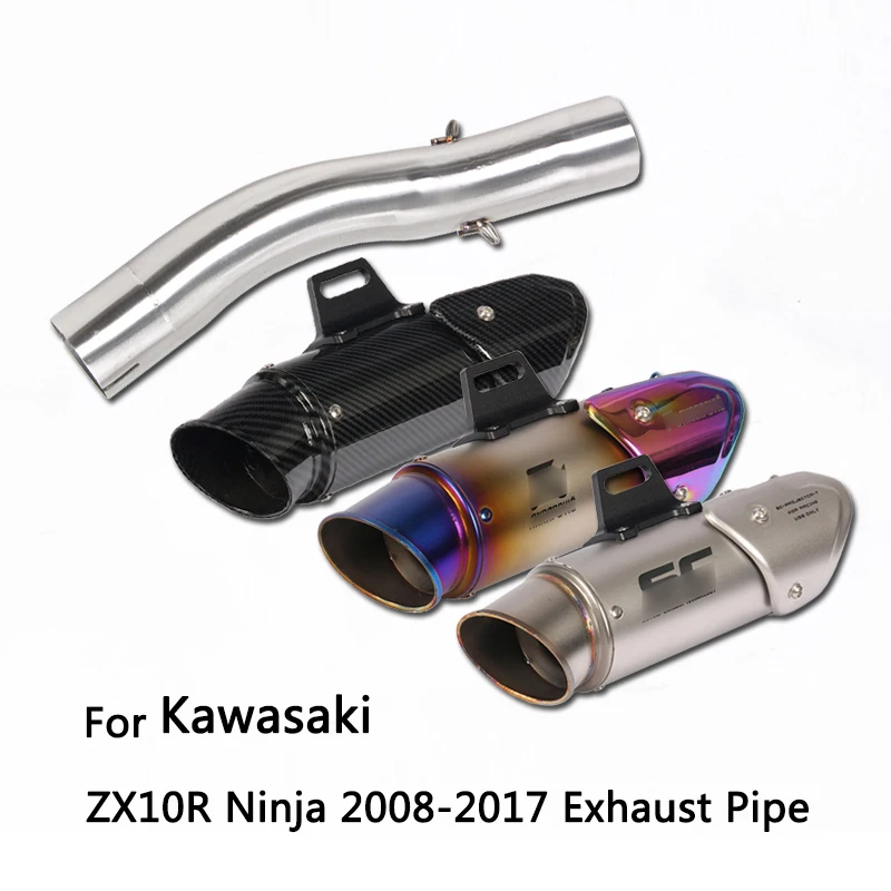 

Exhaust Pipe for 2004 2005 Kawasaki ZX10R Ninja Motorcycle Mid Slip On 51 mm Muffler with Removable Db Killer Escape Exhaust Tip
