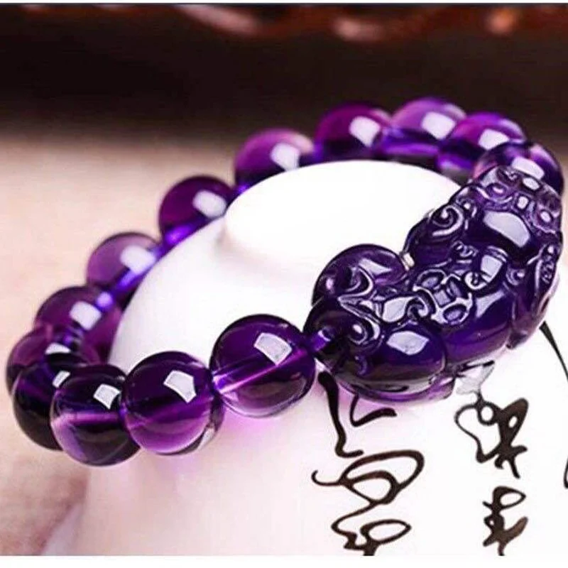 Bracelet Jewelry Feng Shui Wealth Bracelet Amethyst PIXIU Bracelet Crystal Beads Attract Lucky Gift for Man Woman Couple Friend Gifts