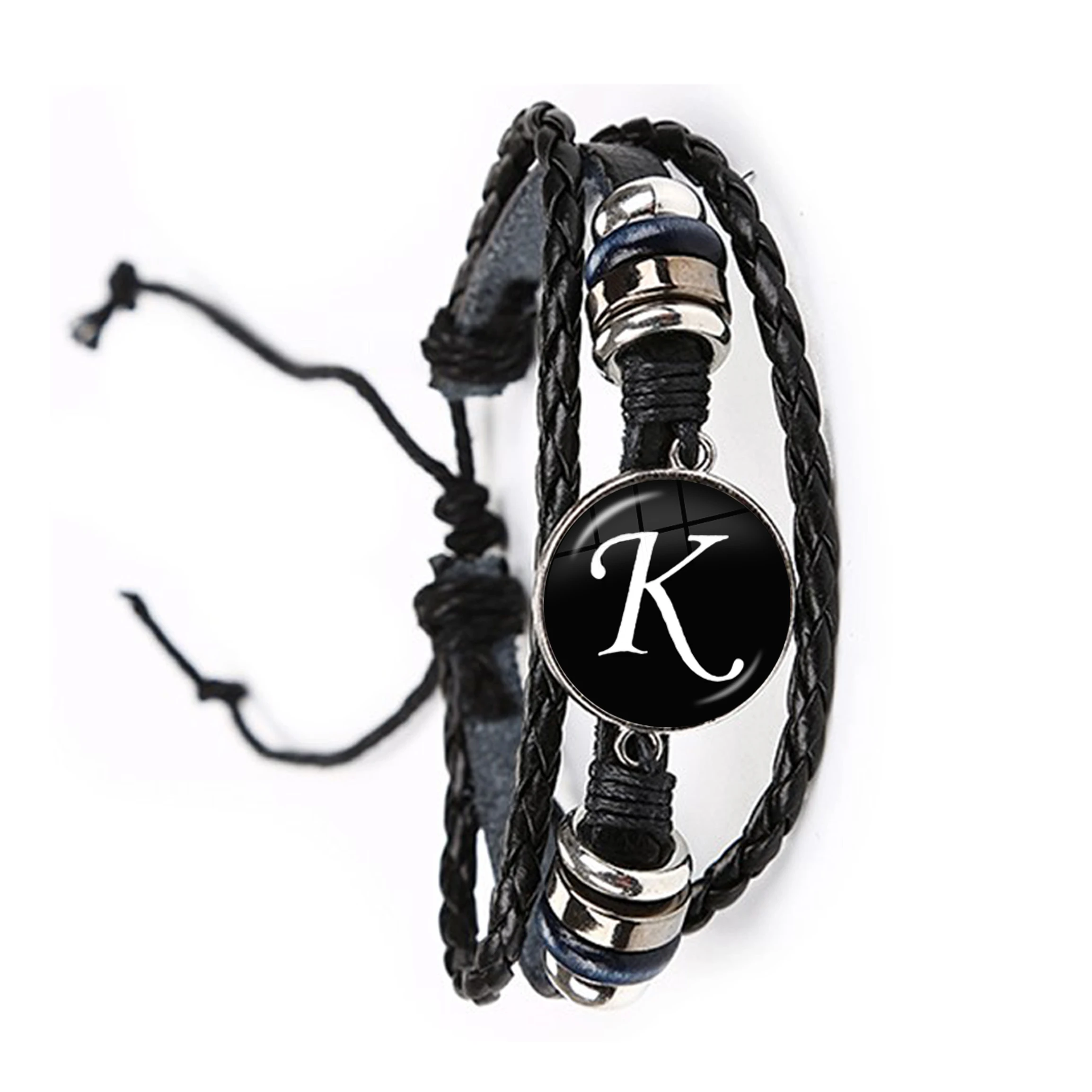 Bracelet Jewelry Fashion A-Z Single Alphabet Leather Bracelet 26 Letters
