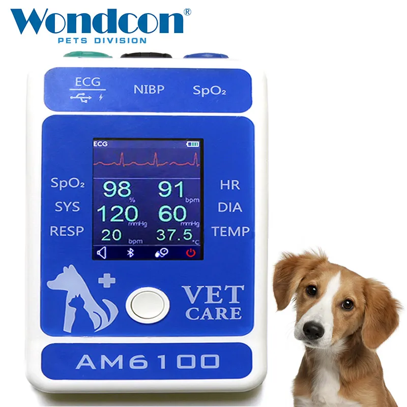  Wondcon 2.4 Inch Color TFT LCD Display Portable Veterinary Bluetooth Patient monitor SPO2 Bluetooth