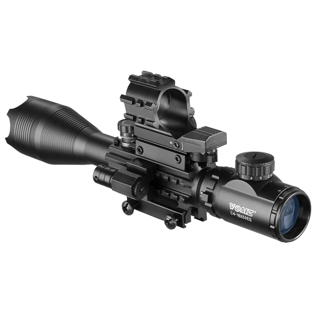 4-16x50 EG Tactical Optical Rifle Scope Holographic 4 Reflex Sight Red Dot With Laser Combo Hunting Air Guns