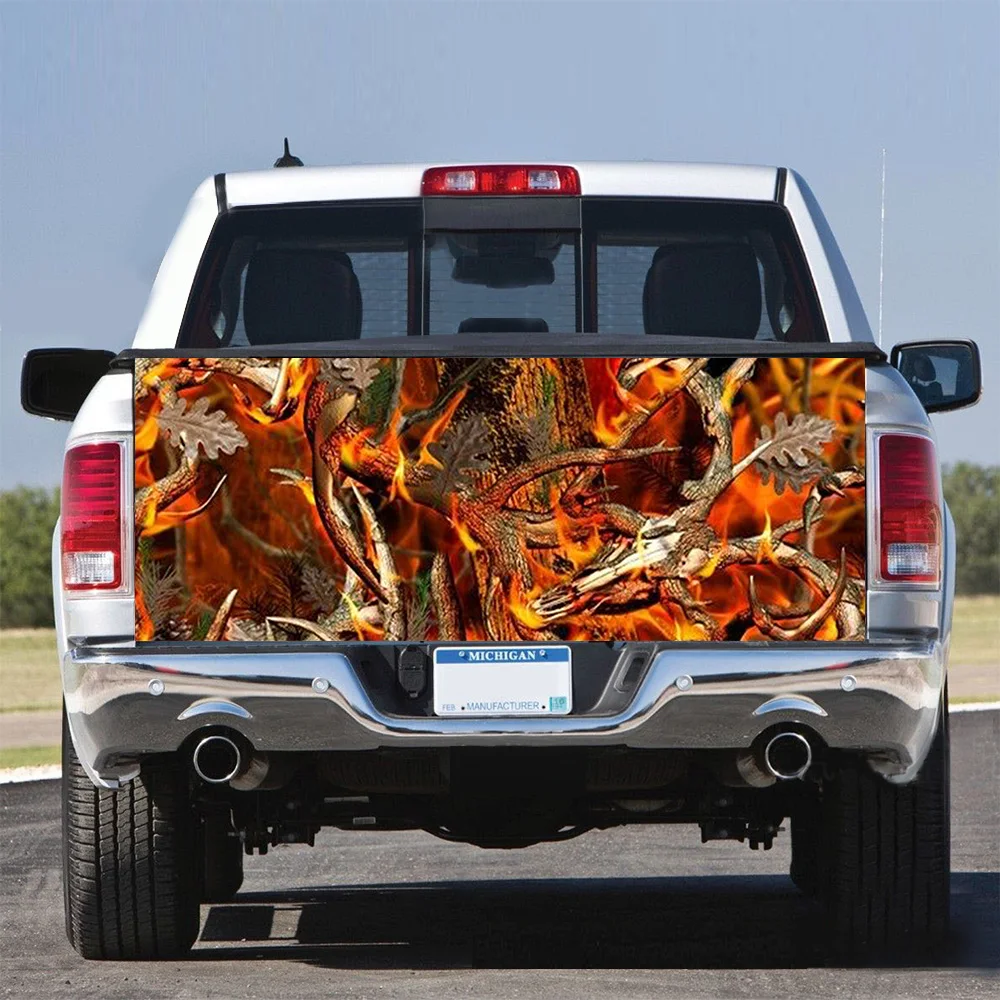 Camo OBLITERATION BLAZE BUCK перфорированная Автомобильная наклейка Водонепроницаемая декоративная наклейка задняя дверь
