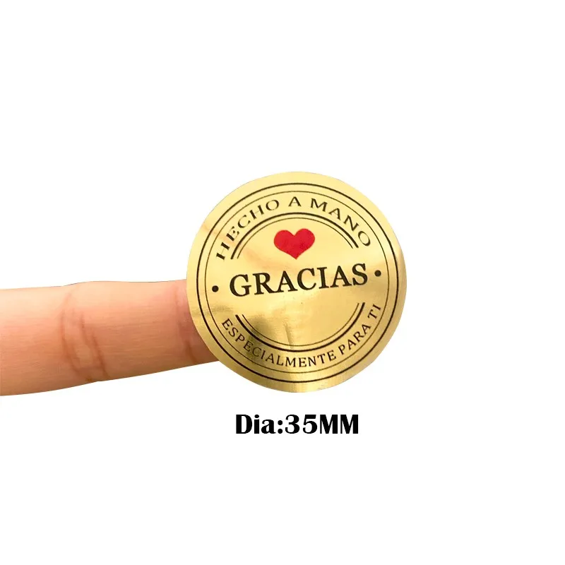 Shiny colored silver spanish thank you gracias seal sticker decoration Party Gift Decorations Labels 100pcs