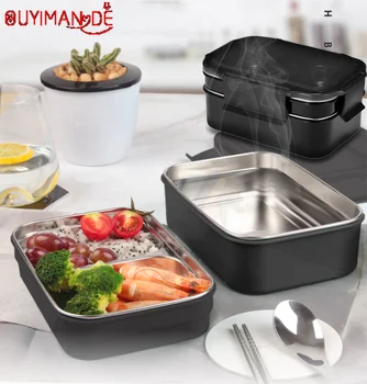 

Japanese Kids Adult Lunch Box Double Layer Water Injection Heating 304 Stainless Steel Student Bento Box Lunchbox Food Container