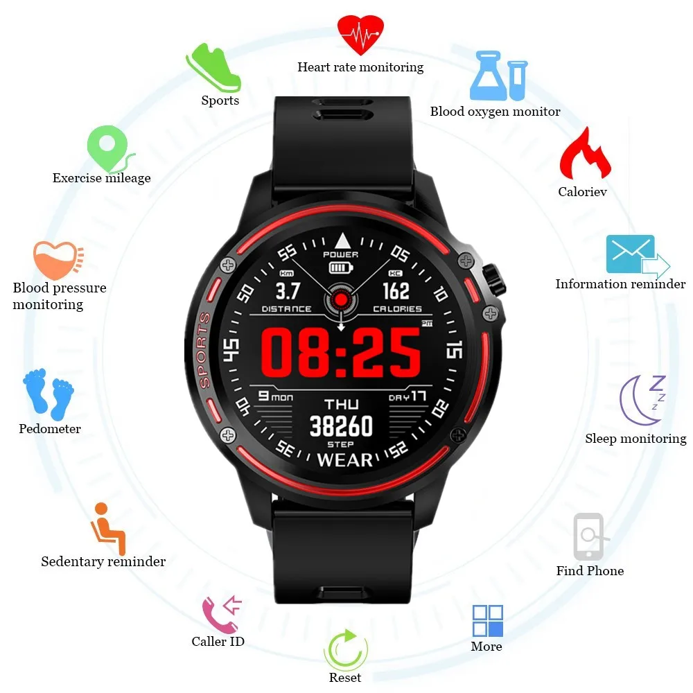 Abay Smartwatch L8 Смарт-часы мужские IP68 Водонепроницаемые умные часы с ЭКГ PPG кровяное давление сердечный ритм спортивные фитнес-часы