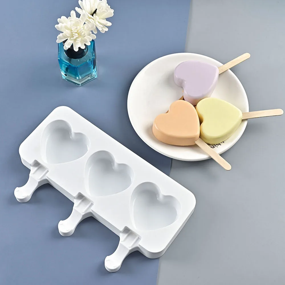 Ice Cream Mold Heart Shape Silicone Popsicle Form Maker Lolly Moulds Cube Tray for Party Bar Decoration fondant molds | Дом и сад