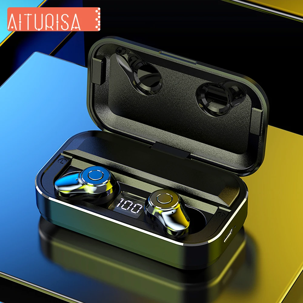 

New TWS Bluetooth 5.0 Wireless Earbuds HiFi Sound Earphone IPX7 Waterproof Smart Touch 4 H Music Play With 3500 mAh Charging Box