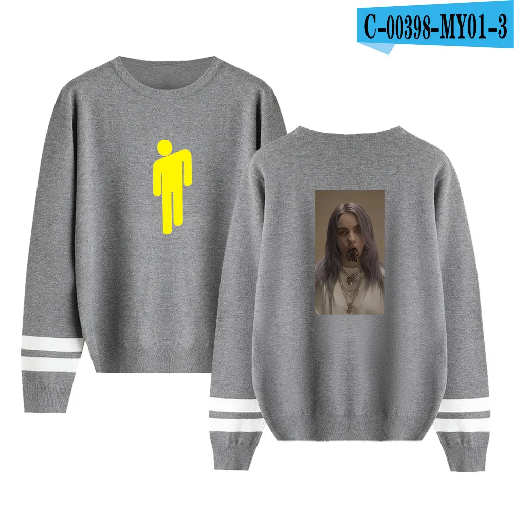 Свитера с круглым вырезом Billie Eilish, Свитера Осень/зима, вязаные теплые свитера для мужчин и женщин, повседневные пуловеры, уличная мода, свитера - Цвет: As picture