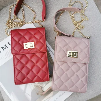 

Phone Coin Purse Women's Shoulder Bag 2019 New Style Autumn Mini Rhombus Lock Mobile Phone Bag Shoulder Bag