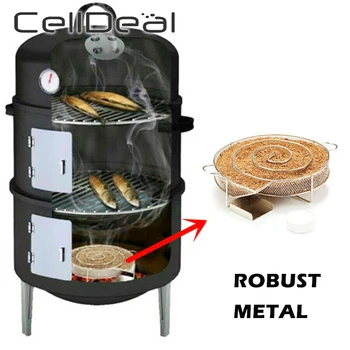 

BBQ Cold Smoker Round Generator Stainless Steel Robust Metal Low Consumption Shorter Long Burning Time Times Silver barbeque