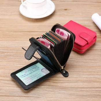 

Men Wallet Genuine Leather Driving Licence Case Zipper Women's Wallet RFID Card Sleeve