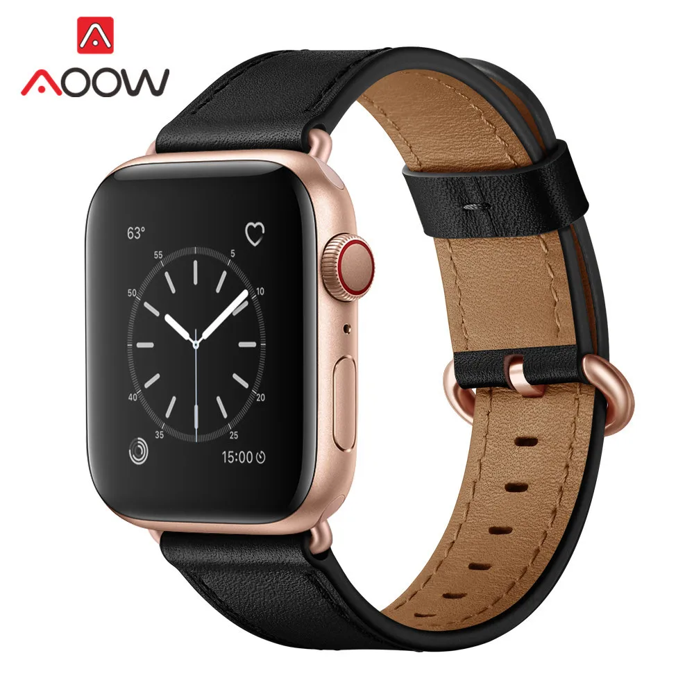 Ремешок для часов из натуральной кожи для Apple Watch 5, 4, 38 мм, 42 мм, 40 мм, 44 мм, роскошный мужской и женский браслет для iWatch 3, 2, 1